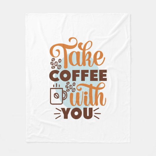コーヒーアートでコーヒーを飲む フリースブランケット (正面)