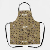 コーヒーアートとタイポグラフィオールオーバープリントエプロン エプロン (正面)