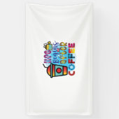 コーヒーアートの生活はコーヒーの後から始まる 横断幕 (縦)