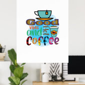 コーヒーアートの良い雰囲気とコーヒー ポスター (ホームオフィス)
