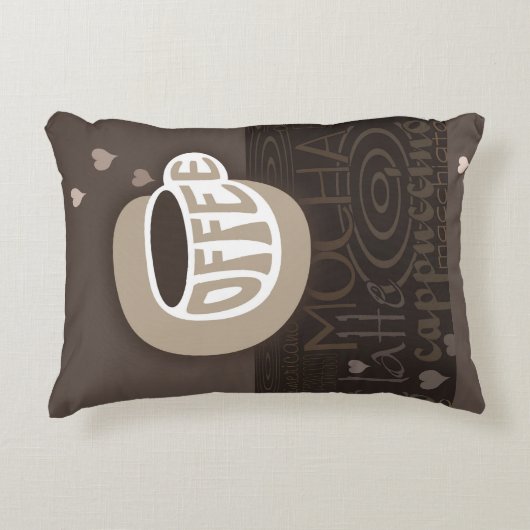 コーヒーアートアクセント枕 アクセントクッション (正面)