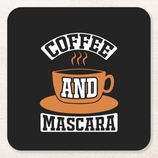 コーヒーアートコーヒーとマスカラ スクエアペーパーコースター (正面)