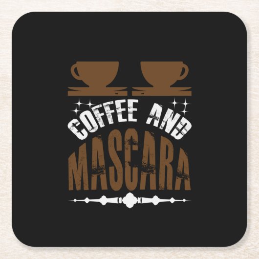 コーヒーアートコーヒーとマスカラ スクエアペーパーコースター (正面)