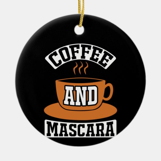 コーヒーアートコーヒーとマスカラ セラミックオーナメント (正面)