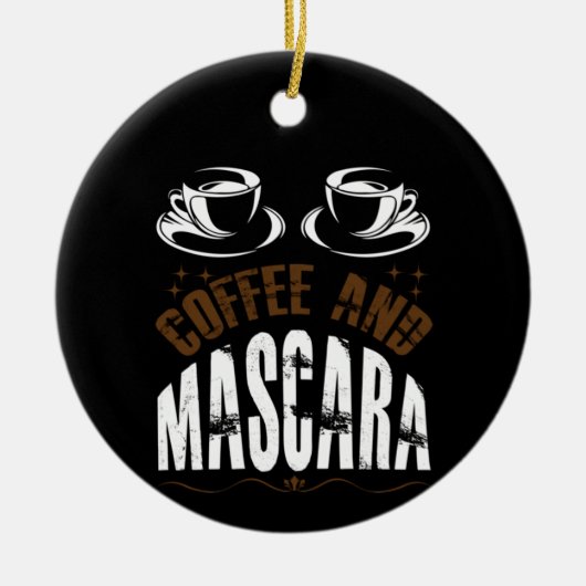 コーヒーアートコーヒーとマスカラ セラミックオーナメント (正面)