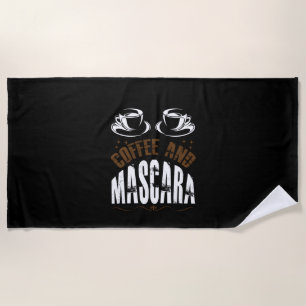 コーヒーアートコーヒーとマスカラ ビーチタオル