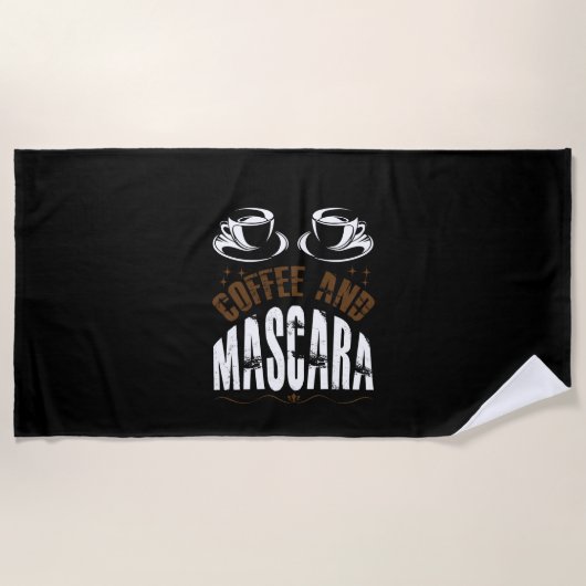 コーヒーアートコーヒーとマスカラ ビーチタオル (正面)