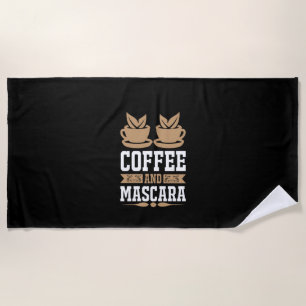 コーヒーアートコーヒーとマスカラ ビーチタオル