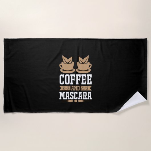 コーヒーアートコーヒーとマスカラ ビーチタオル (正面)