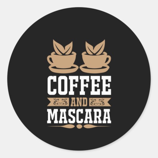 コーヒーアートコーヒーとマスカラ ラウンドシール (正面)