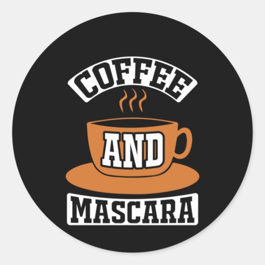 コーヒーアートコーヒーとマスカラ ラウンドシール (正面)