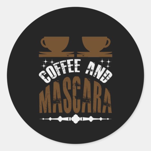 コーヒーアートコーヒーとマスカラ ラウンドシール (正面)