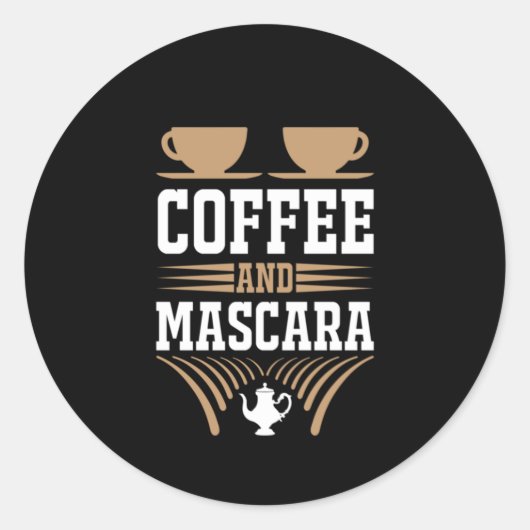 コーヒーアートコーヒーとマスカラ ラウンドシール (正面)