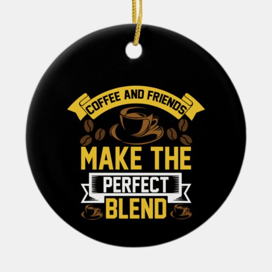 コーヒーアートコーヒーと友人 セラミックオーナメント (正面)