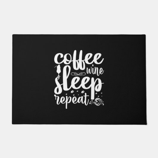 コーヒーアートコーヒーワイン眠る繰り返し ドアマット (正面)