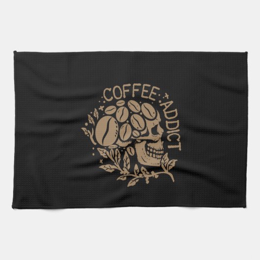 コーヒーアートコーヒー中毒者 キッチンタオル (横)