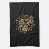 コーヒーアートコーヒー中毒者 キッチンタオル (縦)