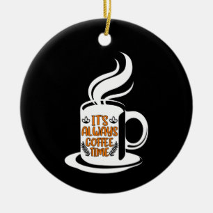 コーヒーアート常にコーヒー時間 セラミックオーナメント