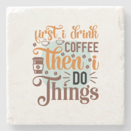 コーヒーアート最初にコーヒーを飲む ストーンコースター