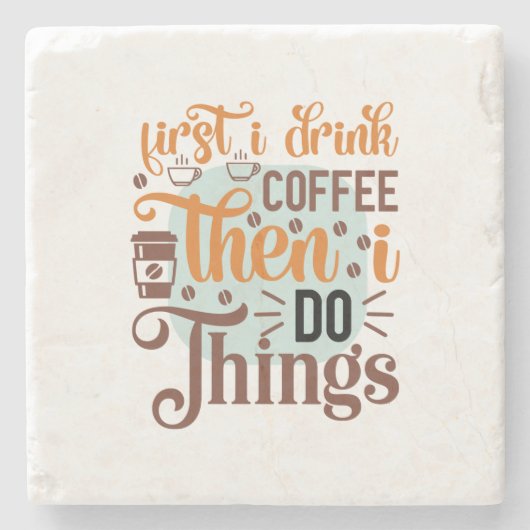 コーヒーアート最初にコーヒーを飲む ストーンコースター (正面)