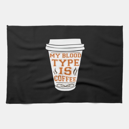 コーヒーアート私の血液型はコーヒー キッチンタオル (横)