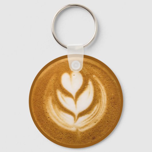 コーヒーアート ハートフラワー キーチェーン (正面)