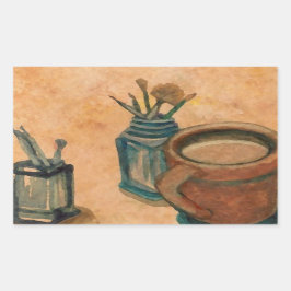 コーヒーアート – 朝の最初 長方形シール