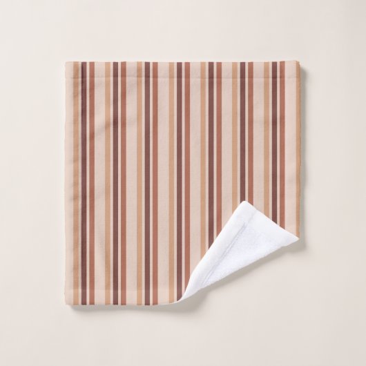 コーヒーイメージストライプパターンモノグラム バスタオルセット (ウォッシュタオル)