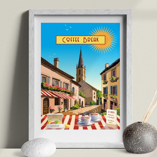 コーヒーインフランス編集可能ヴィンテージスタイル休日 ポスター