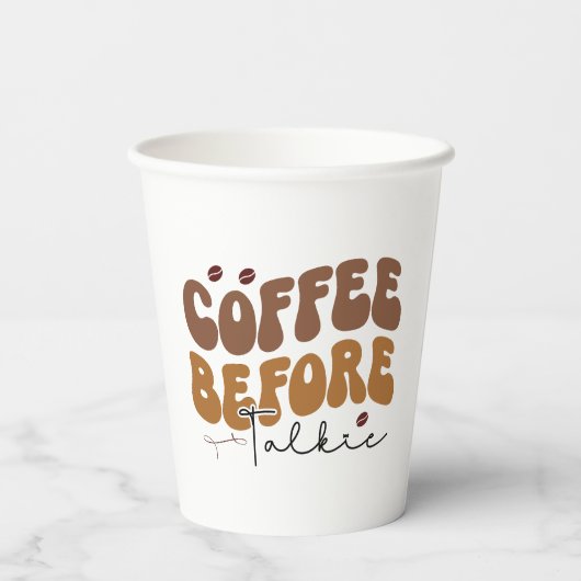 コーヒーウィートーキーおもしろいレトロ文字スタイル 紙コップ (裏面)