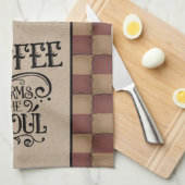 コーヒーウォームズザソウル – 初期のスタイル キッチンタオル (四つ折り)