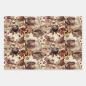 コーヒーエスプレッソの水の色のパターン ラッピングペーパーシート (正面3)