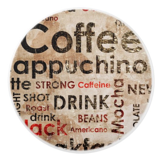 コーヒーエスプレッソのCappucino美しいパターン セラミックノブ (正面)