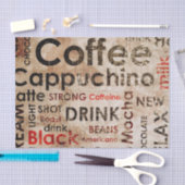 コーヒーエスプレッソのCappucino美しいパターン 薄葉紙 (クラフト)