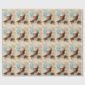 コーヒーエフエメラウォーターカラーコラージュ ラッピングペーパー (フラット)