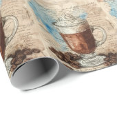 コーヒーエフエメラウォーターカラーコラージュ ラッピングペーパー (ロールコーナー)