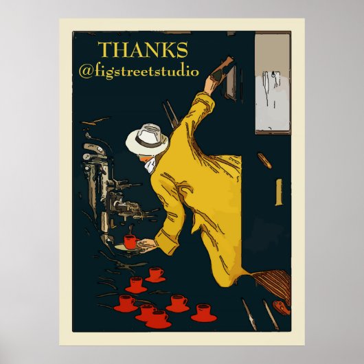 コーヒーオンザゴーイングエスプレッソヴィンテージ標識 ポスター (正面)