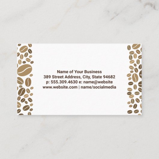 コーヒーオンソーサー | 上面ビュー | コーヒービーンズ 名刺 (裏面)