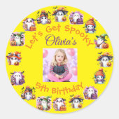 コーヒーオーバー幽霊パーティーステッカー子供へ誕生日 ラウンドシール (正面)