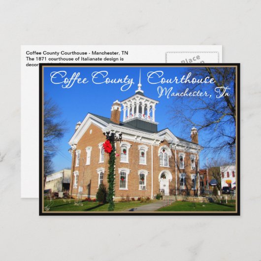 コーヒーカウンティコートハウスマンチェスター， TN シーズンポストカード (正面/裏面)