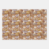 コーヒーカッコいいパーティータイル模様 ラッピングペーパーシート (正面)