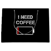 コーヒーカップおもしろいバッテリー豆のコフが必要 ラージペーパーバッグ (正面)