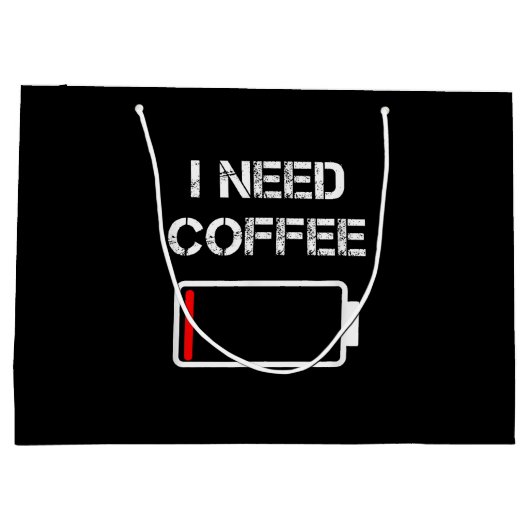 コーヒーカップおもしろいバッテリー豆のコフが必要 ラージペーパーバッグ (裏面)