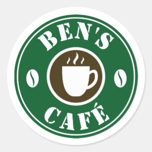 コーヒーカップおよび豆のロゴのカスタムなステッカー ラウンドシール