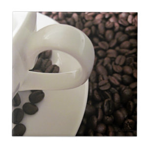 コーヒーカップおよび豆 タイル
