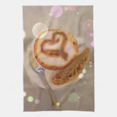 コーヒーカップおよびbiscottiのイメージの台所タオル キッチンタオル (縦)