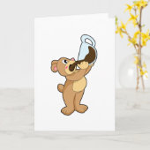 コーヒーカップでクマ カード (黄色い花)