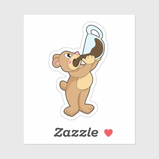 コーヒーカップでクマ シール (シート)