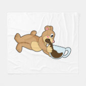 コーヒーカップでクマ フリースブランケット (正面(横))