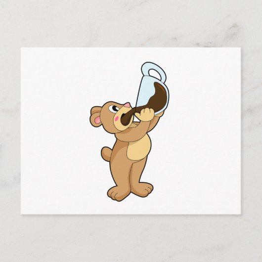 コーヒーカップでクマ ポストカード (正面)